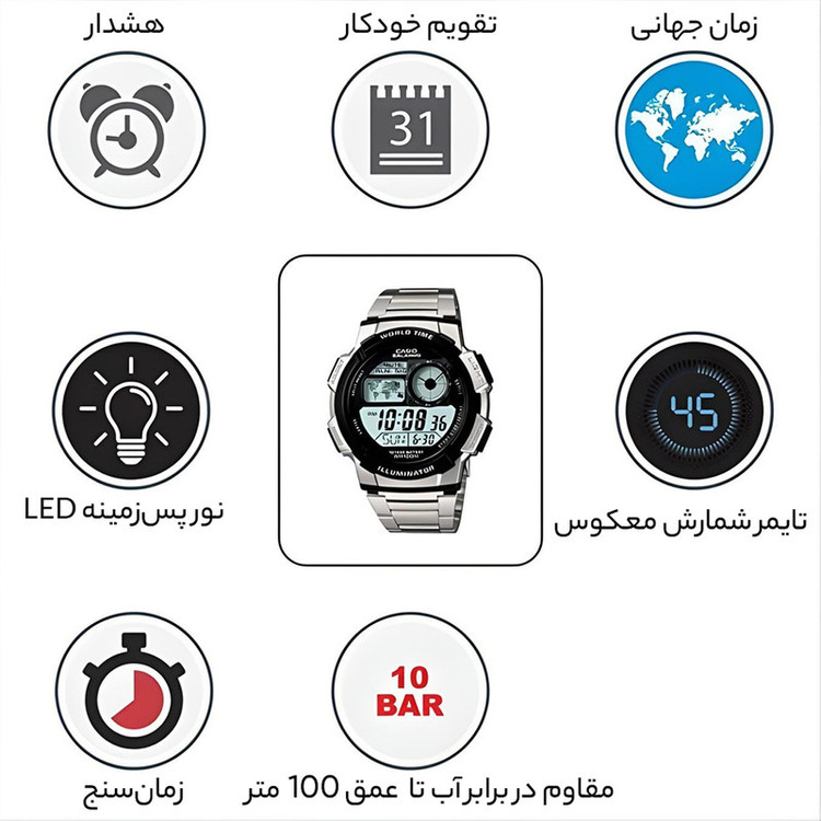 ساعت مچی دیجیتالی کاسیو مدل AE-1000WD-1AVDF