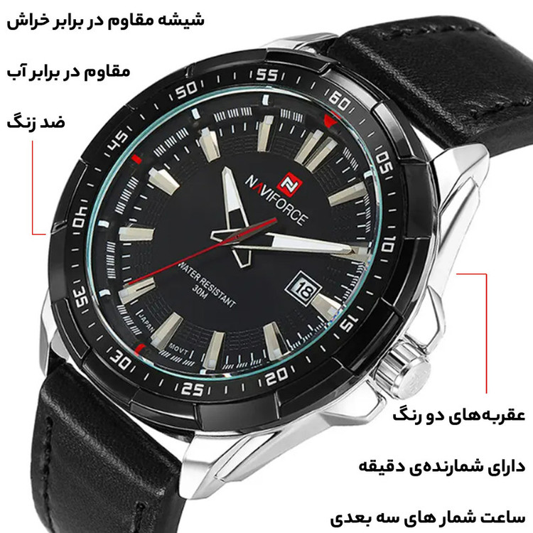 ساعت مچی عقربهای مردانه نیوی فورس مدل NF9056 SB