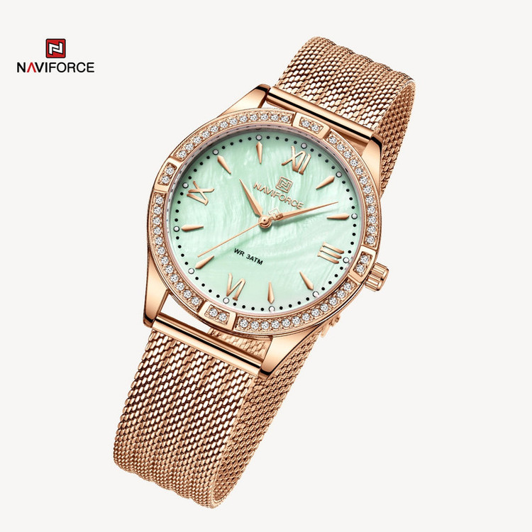 ساعت مچی عقربه ای زنانه نیوی فورس مدل نگین کد NF5028