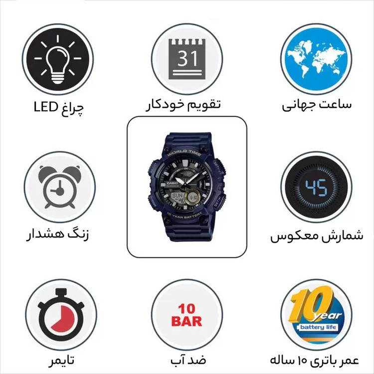 ساعت مچی عقربه ای مردانه کاسیو مدل AEQ-110W-2AVDF