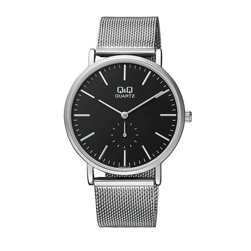 ساعت مچی عقربه ای مردانه کیو اند کیو مدل qa96j222y به همراه دستمال مخصوص برند کلین واچ