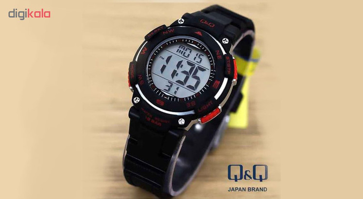 ساعت مچی دیجیتالی کیو اند کیو مدل m149j001y به همراه دستمال مخصوص برند کلین واچ