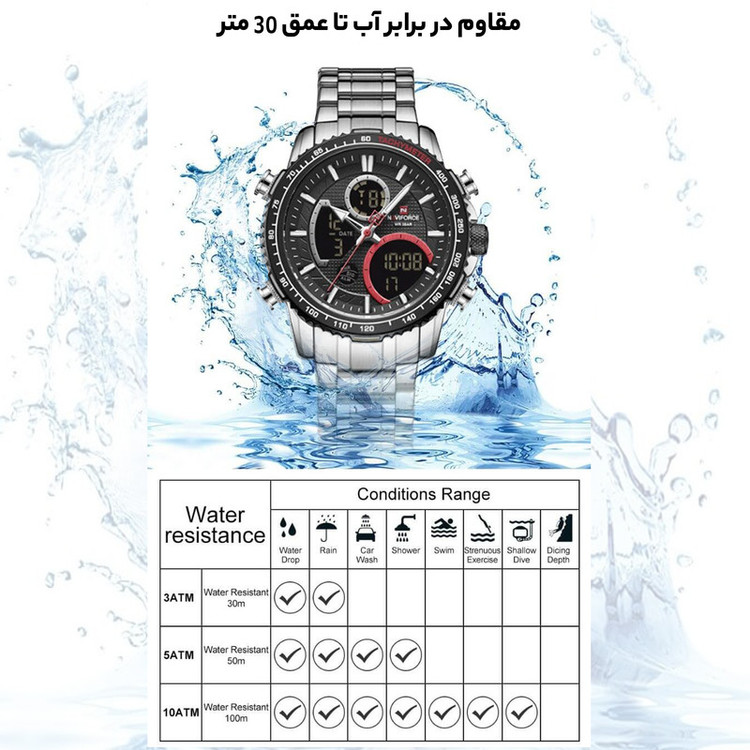 ساعت مچی عقربهای مردانه نیوی فورس مدل NF9182 SB