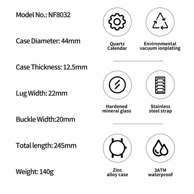 ساعت مچی عقربهای کوارتز مردانه نیوی فورس مدل NF8032SW