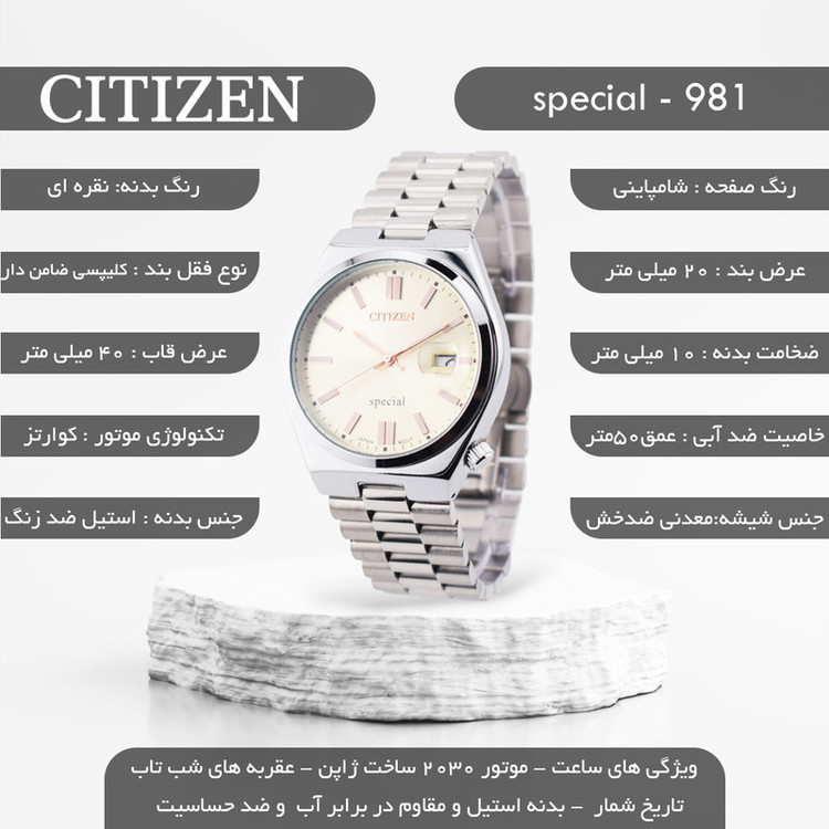 ساعت مچی عقربهای کوارتز مردانه سیتی زن مدل special-981