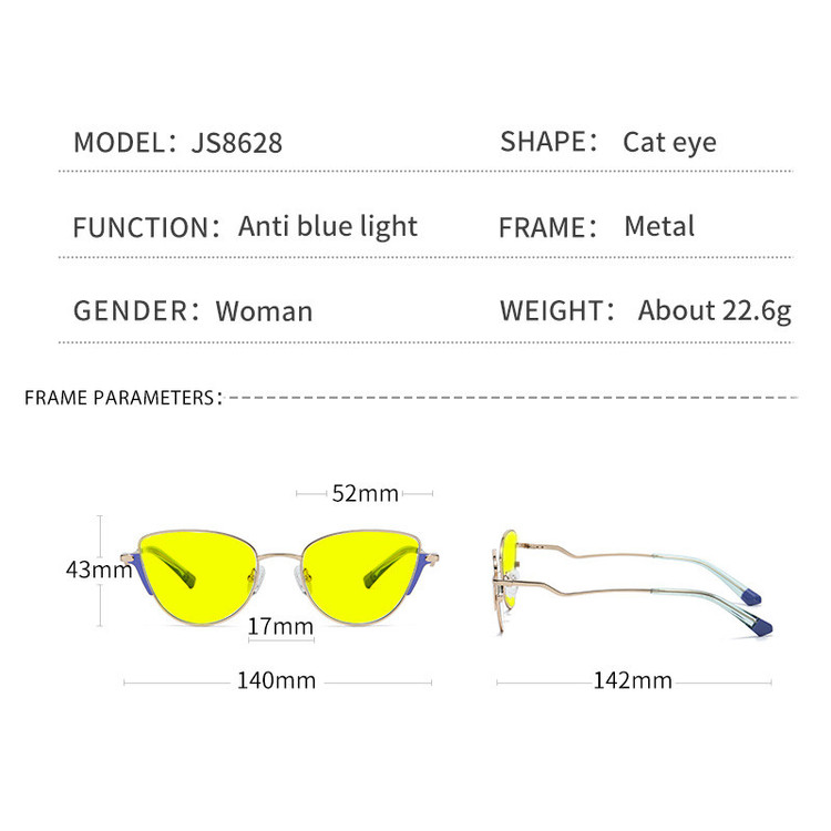 عینک شب زنانه مدل گربه ای UV400 کد JS8628SN