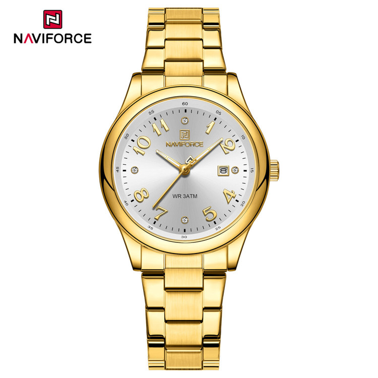ساعت مچی عقربه ای زنانه نیوی فورس مدل تقویمدار کد NF5059 GW
